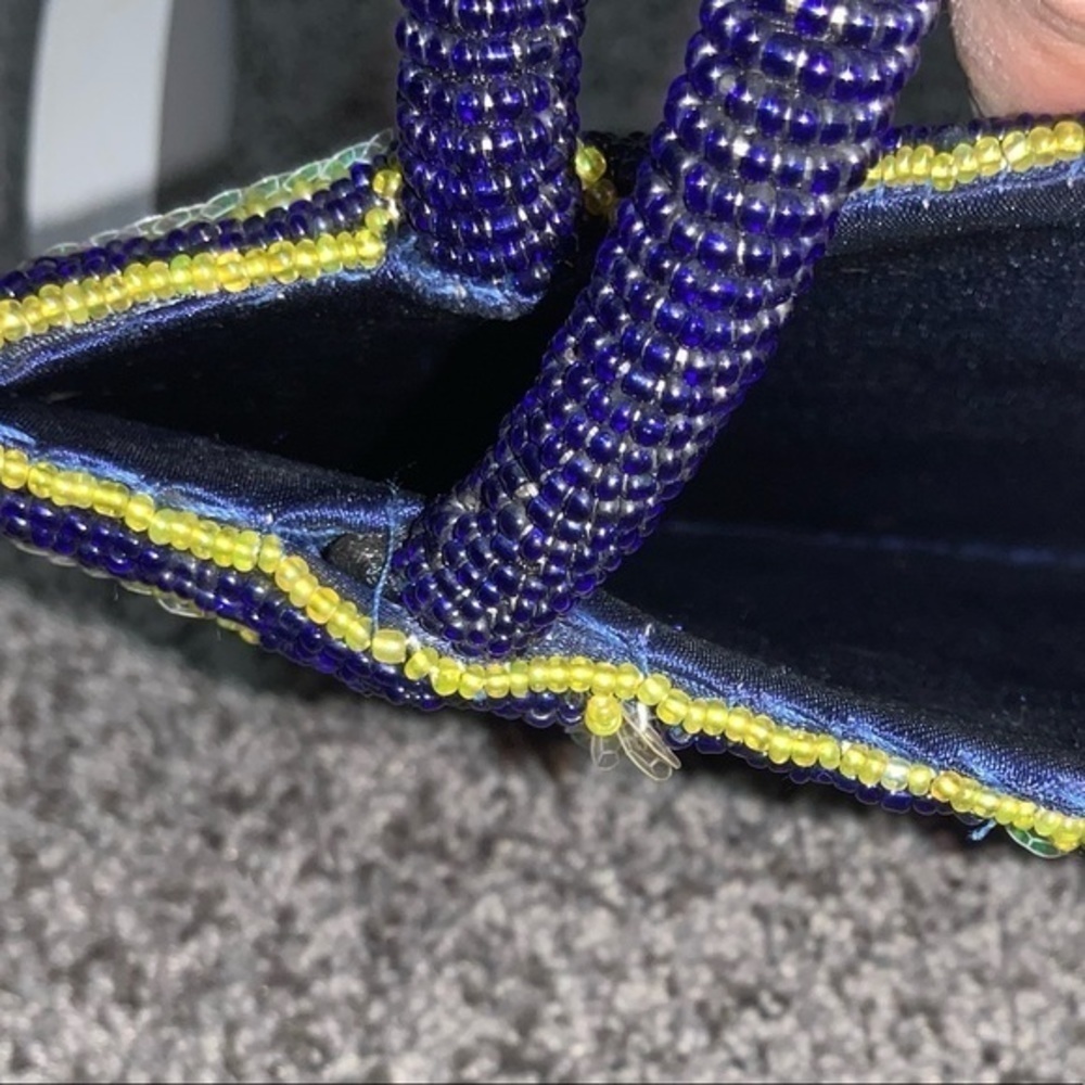 Unique/Rare Vintage Navy Beaded/Sequin/Embroidered Floral Paisley Shoulder Bag - Picture 14 of 14